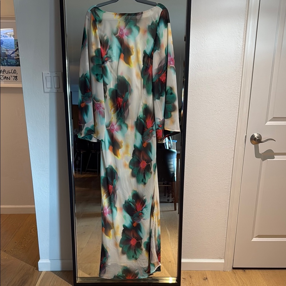 Floral Print Maxi Dress in Teal & Pink
